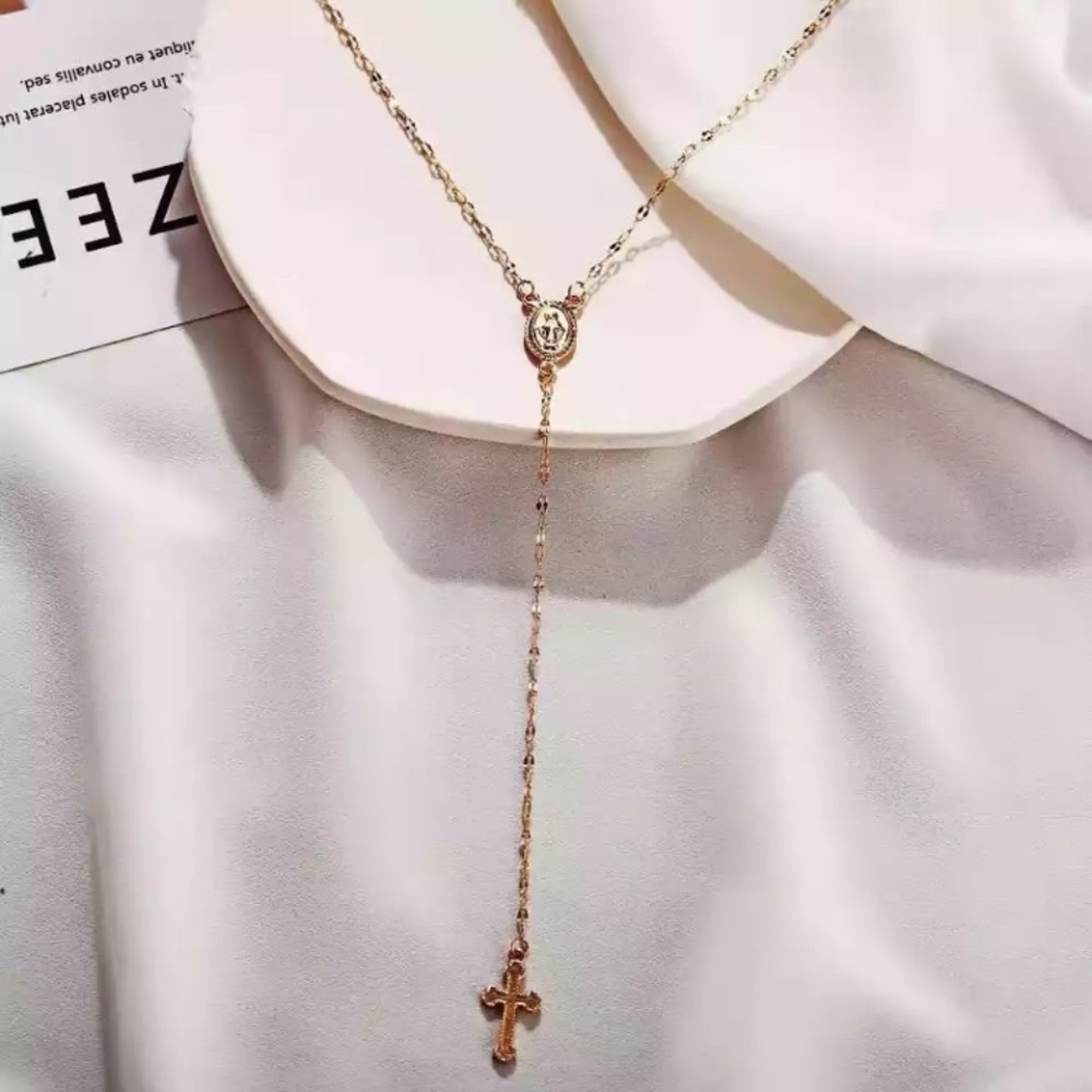 Virgin Mary Christian Cross Bohemian Cute Necklace - Picture 7 of 10